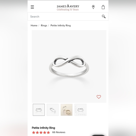 James Avery Petite Infinity Sterling Silver Ring Size 5 New w/tag Price is firm. - Picture 7 of 7